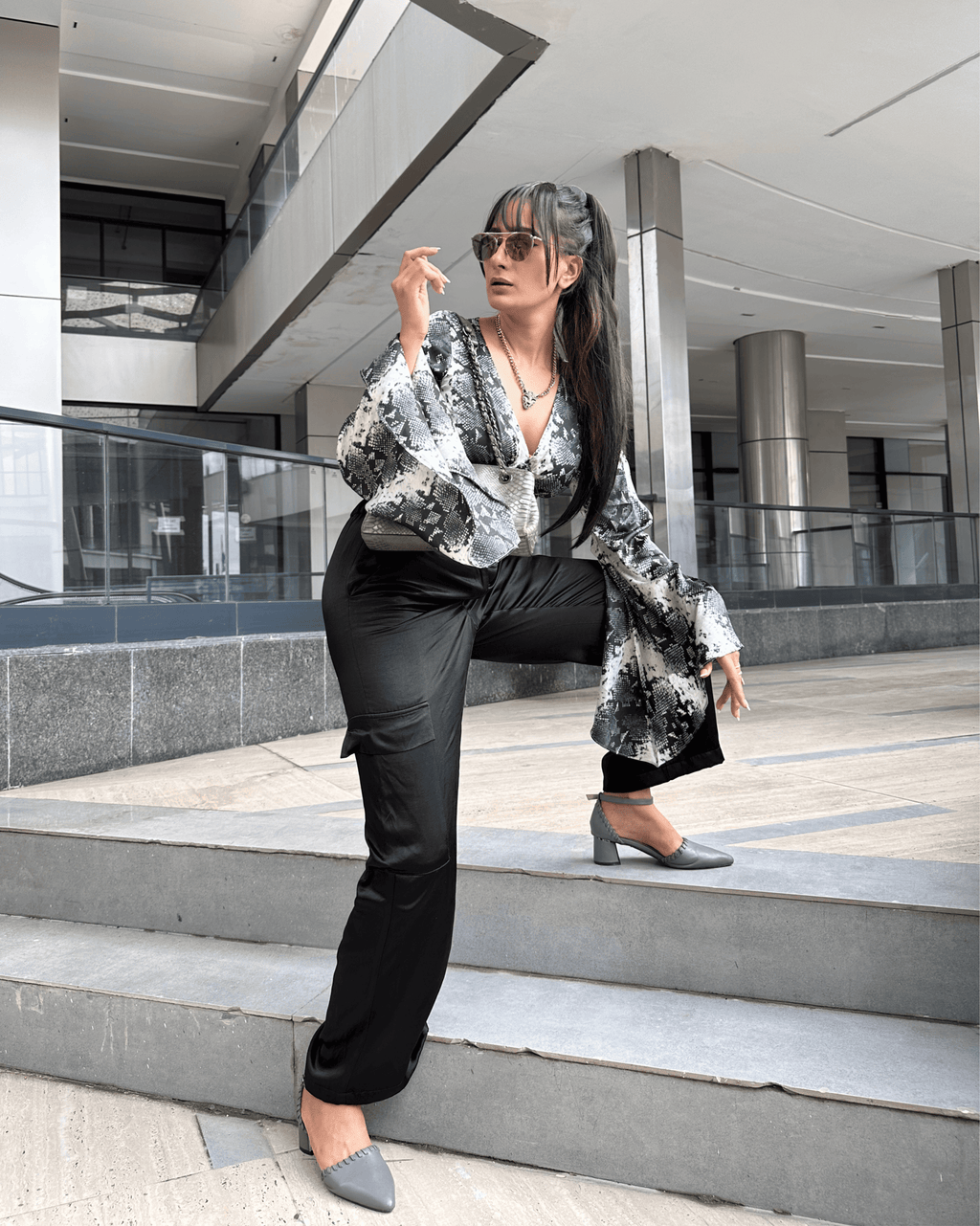 Verve Crop Top with Flared Sleeves