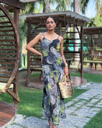 TROPIRA - Tropical Maxi Dress for Women with High Slit