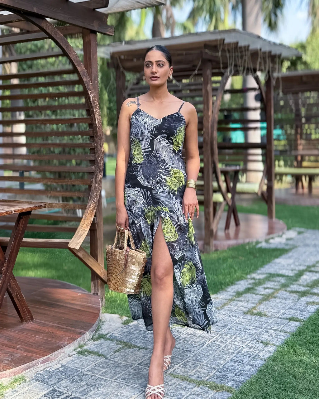 TROPIRA - Tropical Maxi Dress for Women with High Slit