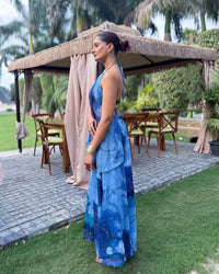AQUARELLE - Printed Co Ord Set for Women – Backless Halter Neck
