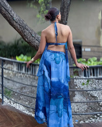 AQUARELLE - Printed Co Ord Set for Women – Backless Halter Neck