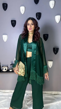 Emerald Green 3-Piece Co-ord Set for Women – Front View | Sledge