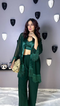Emerald Green 3-Piece Co-ord Set for Women – Front View | Sledge