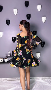 Elys Smoked Waist Fit and Flared Floral Print Dress - Sledge