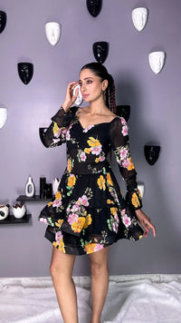 Elys Smoked Waist Fit and Flared Floral Print Dress - Sledge