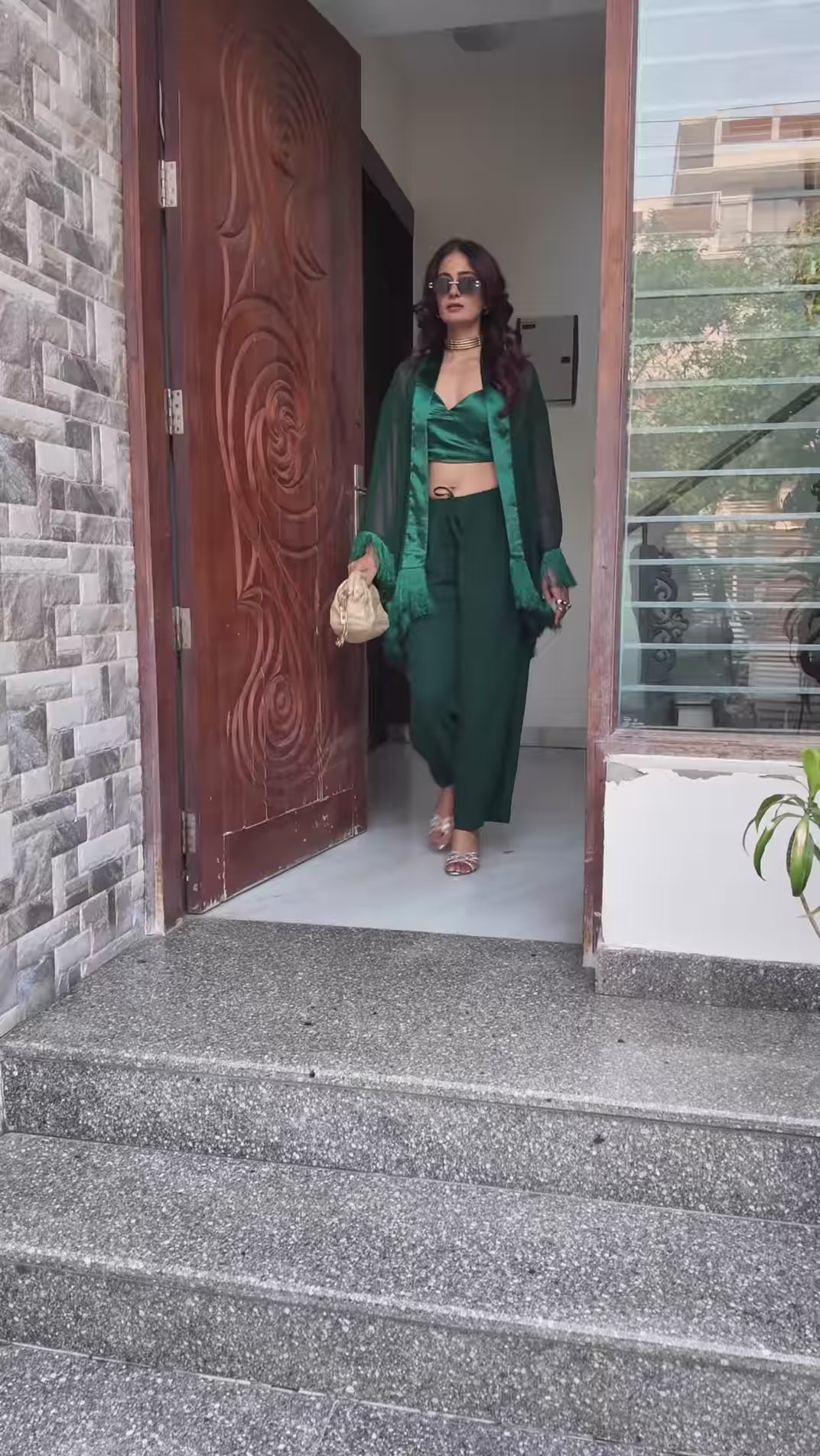 Emerald Green 3-Piece Fringe Co-ord Set in Motion – Party Wear Women India | Sledge
