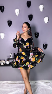ELYS - Floral Puff-Sleeve Tiered Dress